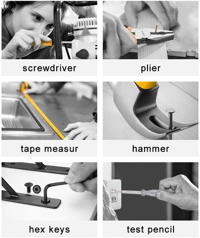 24Piece Tool Set General Household Hand Tool Kit with Plastic Toolbox Storage Case Blue for Woman-Include All Essentials