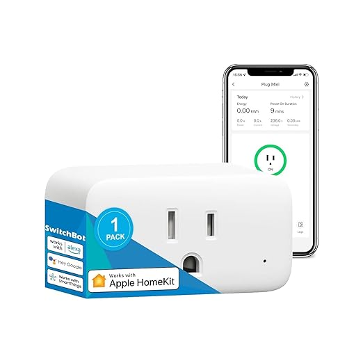 【2025 New】 SwitchBot HomeKit Smart Plug Mini 15A, No Hub Required, Energy Monitor, WiFi(2.4G Only) Outlet Works with Apple HomeKit, Alexa, Google Home, App Remote Control & Timer Function(1 Pack)