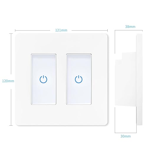 Milfra Touch Smart Switch 2 Gang, 2-Position, White, Compatible with Alexa and Assistant, No Hub Required