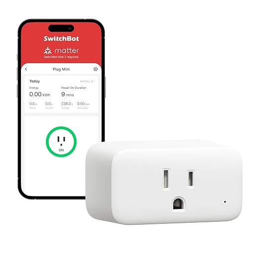 ใ2025 Newใ SwitchBot Smart Plug Mini 15A(1 Pack), Energy Monitor, Smart Home WiFi(2.4GHz) & Bluetooth Outlet, Compatible with Alexa & Google Home, APP Remote Control & Timer Function, No Hub Required