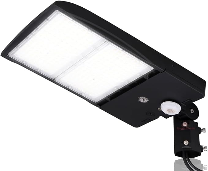 RuggedGrade 277-480V - 300W NextGen IV Series LED Shoebox Light with Motion Sensor - Color Selectable 30K/40K/50K - Slip Fit - Black