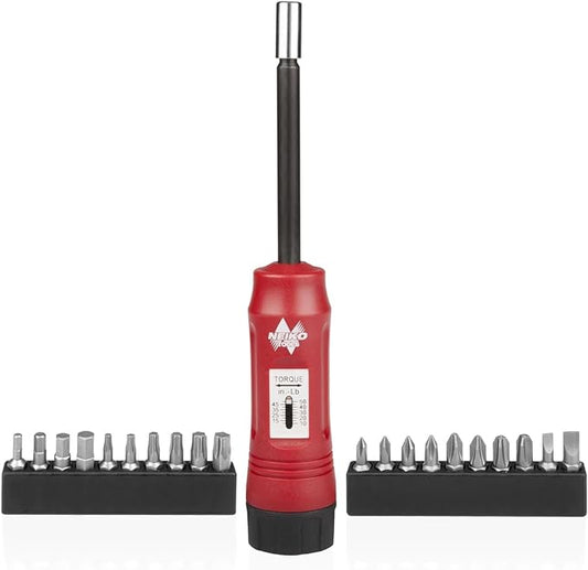 NEIKO 10573B 1/4” Torque Screwdriver Set, 20 Hex Bits, 10 to 50 In-Lbs, Long Shank Screwdriver Torque Wrench, Adjustable Inch-Pound Torque Screwdriver for HVAC and Gunsmiths