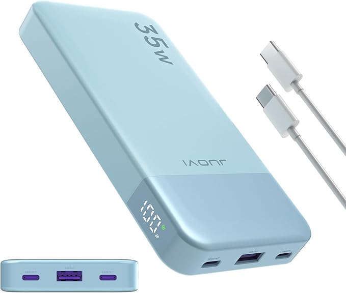 Power Bank 10000mAh, 35W Portable Charger,Fast Charging Portable Battery Pack with PD 3.0 & QC 4.0, USB C Portable Power Bank for iPhone 15 14 13 Series, Galaxy, Tablet, Switch, and More (Blue)