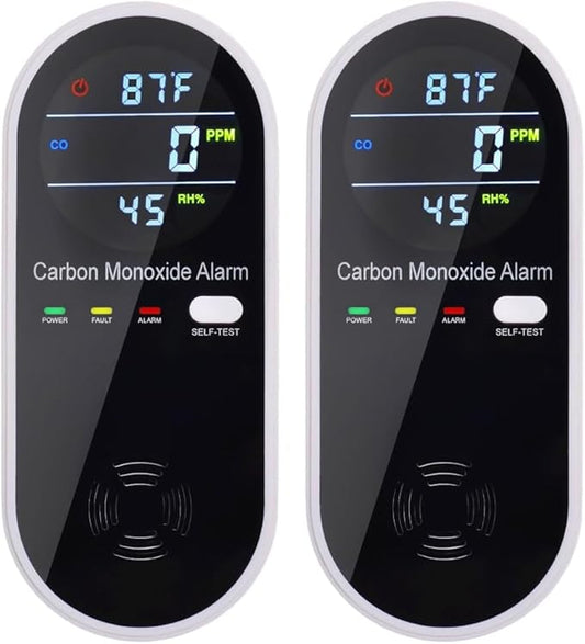 3 in 1 Carbon Monoxide Detector, KH Alert Portable Carbon Monoxide Detectors for Travel, Plug in Carbon Monoxide Detector with Temperature Humidity Sensor Built-in, Easy to Read & Install