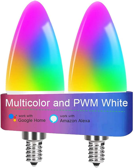 DOGAIN LED Candelabra Bulbs E12 Base, Color Changing and Dimmable Smart Light Bulb, Compatible with Alexa Google Home, Tunable White Chandelier Light Bulbs 320 lm 35w Equivalent, 2 Pack