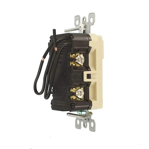 Leviton GFCI Combination Outlet with Switch, 15 Amp, Self Test, Tamper-Resistant with LED Indicator Light, Saves Space, GFSW1-I, Ivory