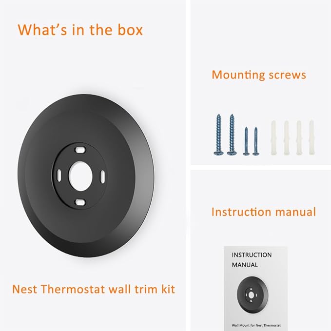 AutoSonic Wall Plate for The Google Nest Thermostat 2020 | Nest Thermostat Trim Kit Accessory | Easy Installation | Black