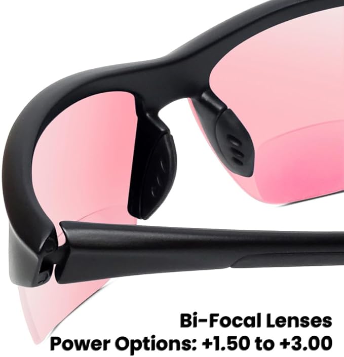 Calabria Sport 202BF Bifocal Reading Safety Glasses Readers Men Women Anti Fog Wrap Around Tinted UV Protection Semi-Rimless