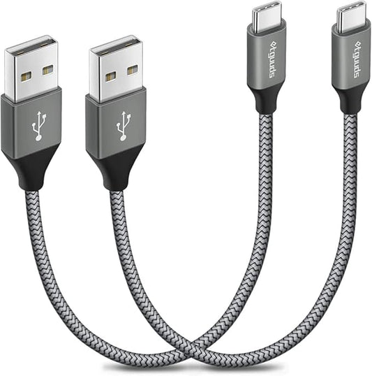 etguuds USB to USB C Cable 1ft, 2-Pack Short USB A to Type C Charger Cord Fast Charging for Samsung Galaxy A15 A25 A35 A55 A54, S24 S23 S22 S21 S20 S10 S10E, Note 20 10, Moto G, for iPhone 16 15