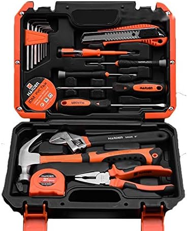 Edward Tools Harden 18 Piece Heavy Duty Tool Set - General Household Tool Kit with Hammer, Pliers, Screwdrivers, Wrench, Knife, Measuring Tape - Heavy Duty Storage Box - For Home, Auto or Electrical R