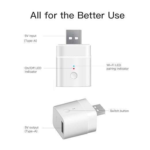 SONOFF Micro USB Smart WiFi Adaptor 5V 2-Pack, Smart Switch for Type A USB Devices, Compatible with Alexa & Google Home,APP Remote Control Switch, No Hub Required (2 Pack)