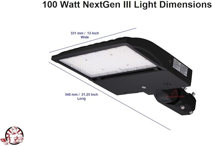 100 Watt LED NextGen III Parking Lot Lights - 14,500 Lumen - 5000K - Slip Fit Mount - Without Photocell