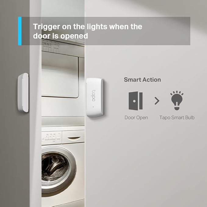 Tapo Door Sensor Mini, REQUIRES Tapo Hub, Long Battery Life w/Sub-1G Low-Power Wireless protocol, Contact Sensor, 15mm Wide Gap Allowed, Real-Time Notification, Smart Action (Tapo T110)
