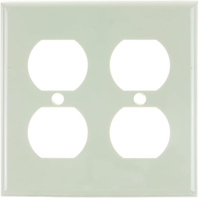 Diodesy- 2-Gang Duplex Receptacle Outlet Wall Plate Unbreakable Plastic Faceplate Cover Standard Size 4.6"H x 4.6"W with 2 Matching Metal Screws Almond Smooth Finish UL Listed Pack of 12
