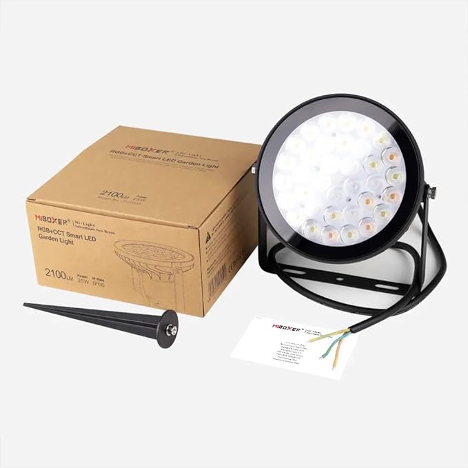 LGIDTECH FUTC05 25W RGB+CCT Outdoor LED Landscape Garden Spotlight AC100-240V Million Colors Changing,Color Temperature Adjustable,Memory Function.Remote,Wall Panel,Hub is Sold Separately