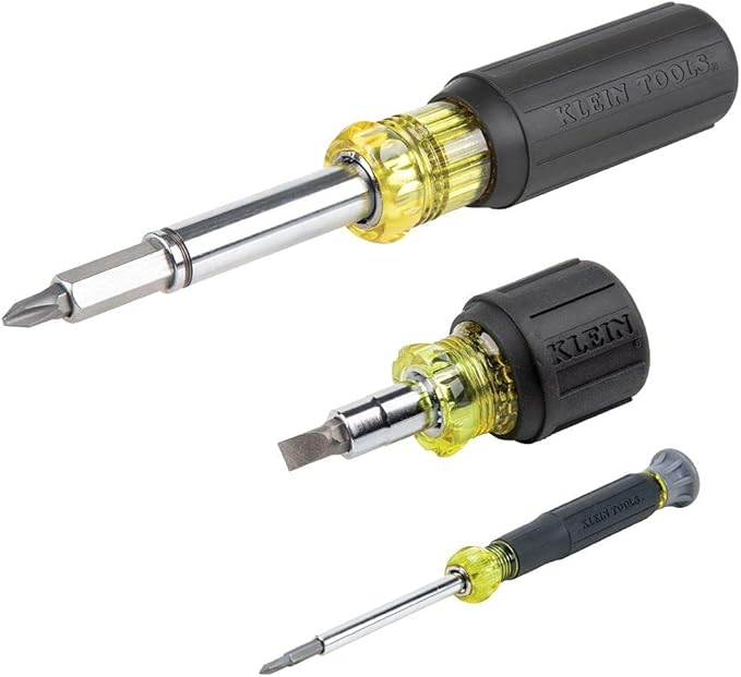 Klein Tools 80045 11-in-1 Magnetic Screwdriver Kit, 32500HDRT 11-in-1 Ratcheting Screwdriver/Nut Driver