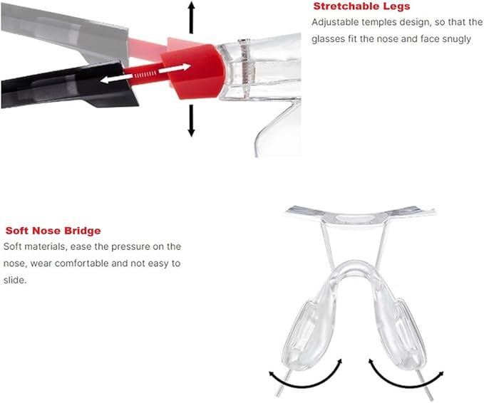 Red Frame (New) Safety Glasses Goggles for Eye Protection with Clear Anti Fog Scratch Resistant shattered Proof, Best Safety Glasses of ANSI Z87 & EN 166 with Carrying Case (1 Piece).