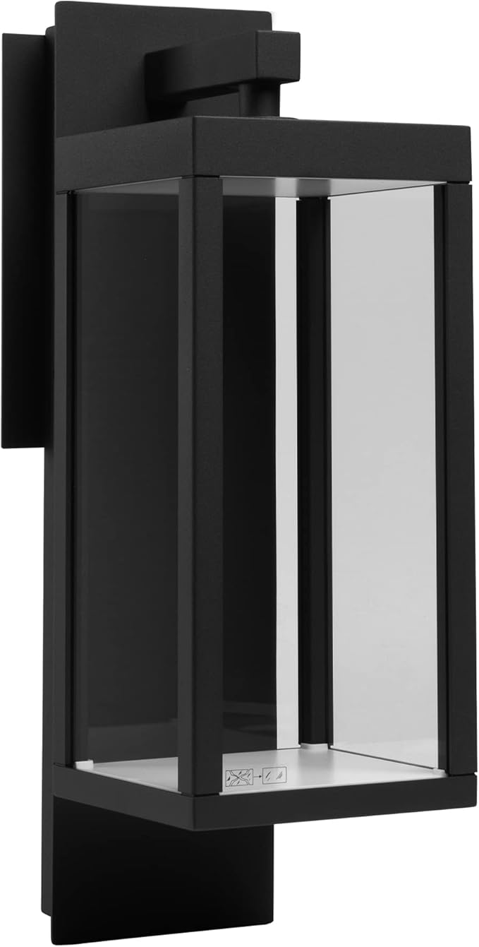 Outdoor Wall Lantern LED Front Porch Light Black for Garage House IP54 Waterproof Exterior Light Fixture Wall Mount Sconce with Glass,13W 750LM