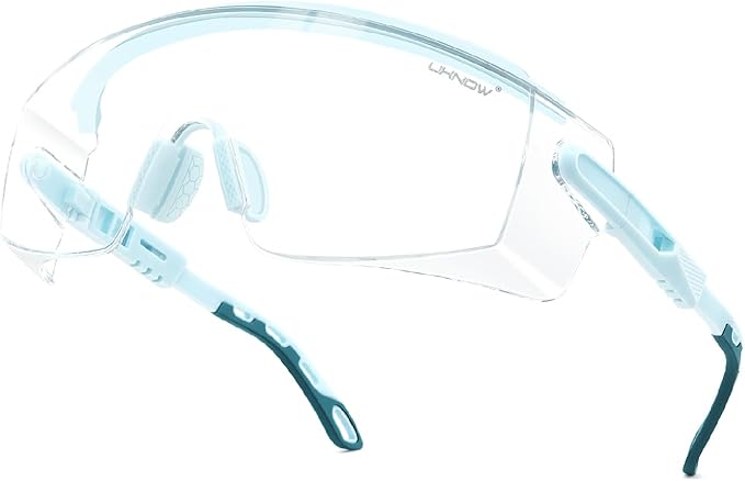 UKNOW Safety Glasses Over Eyeglasses, Anti Fog Safety Goggles ANSI Z87.1, Adjustable Protective Eyewear