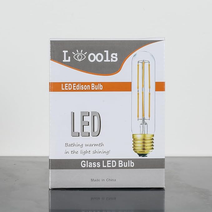 Leools Dimmable E26 LED Bulb 6W Equal 60 Watt Neutral White 4000K E26 Edison AC120V 600lm Tubular T9 T10 LED Light Bulb for Rustic Pendant,Chandeliers,Wall sconces 6Pack