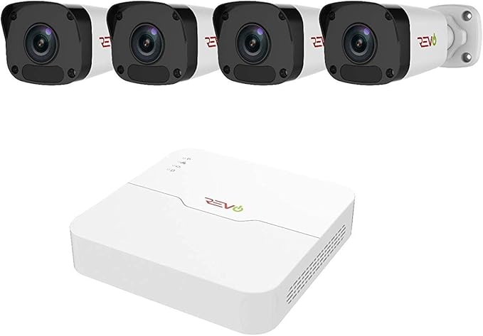 REVO America Ultra HD 4 Ch. 1TB HDD IP NVR Video Security System, 4 x 1080P Bullet Security Cameras - Remote Access Via Smart Phone, Tablet, PC & MAC (RU41B4E-1T)