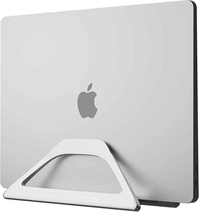 Elestoria Vertical Laptop Stand Holder- Adjustable Laptop Holder Vertical fits All MacBook, Chromebook & Gaming Laptops - Silver