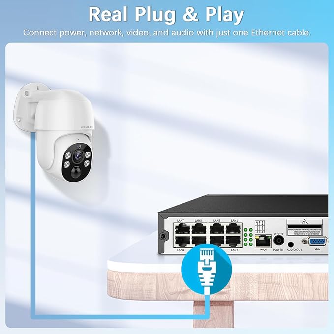 【PTZ Digital Zoom & 60-Day Storage】 Wired Security Camera System,Home NVR Video Surveillance Systems,Outdoor POE Security Cameras System