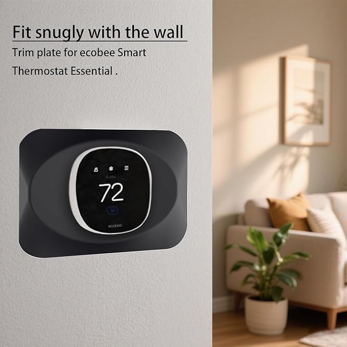 Wall Plate Cover Compatible with New 2025 Ecobee Smart Thermostat Essential, Practical Ecobee Thermostat Trim Kit, Programmable WiFi Thermostat Accessory (2, Tricorn Black)