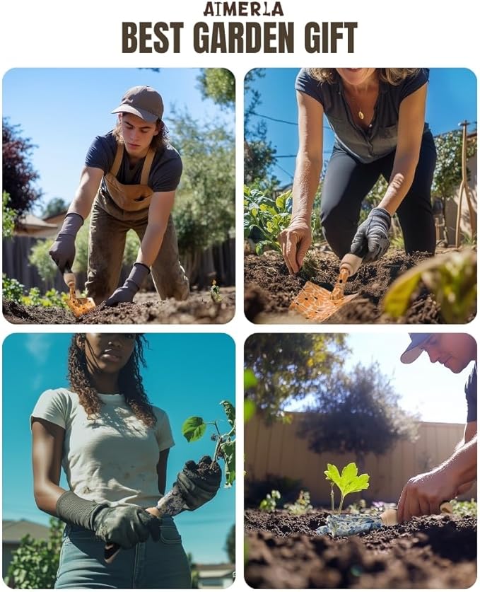 Gardening Tool Set of 5 Heavy Duty Aluminum Garden Tools with Non-Slip Rubber Grip, Fashion Garden Bag, Durable Hand Tools for Garden, Weeding, Gardening Gifts for Women,Men - Daisy