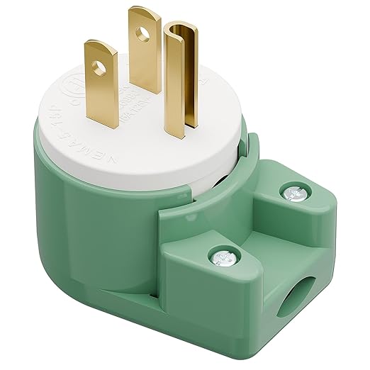 USA Canada 90 Degree 3 Pack Nema 5-15P 3 Pole Right Angle AC Plug, 15A 125V, Green