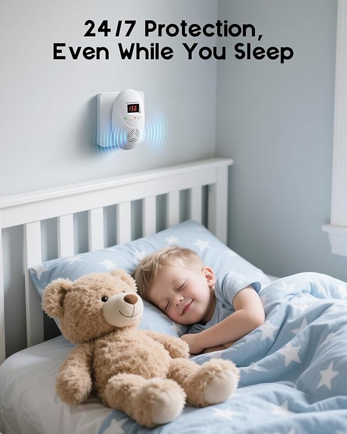 Carbon Monoxide Detectors and Natural Gas Detector, Carbon Monoxide Detectors Plug in, Gas Leak Detector with Dual Sensors - Natural, Propane, Co Leak Detection for Home, RV Essentials, White, 1Pcs