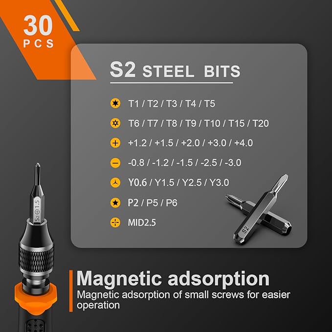 JOREST 38Pcs Small Precision Screwdriver Set (S2 Steel), Magnetic Screwdriver Set with Torx T5 T6 T8, Mini Repair Tool Kit for Macbook, Computer, Laptop, iPhone, PS4 PS5, Xbox, Switch, Glasses, Watch