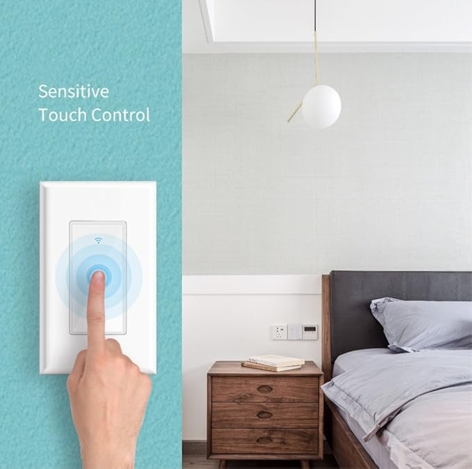 Smart WiFi Switch - Wireless Smartphone Controlled Wall Light Switch, Compatible with Alexa, Google Home, IFTTT, Android & iOS - No Hub Required (1-Pack)