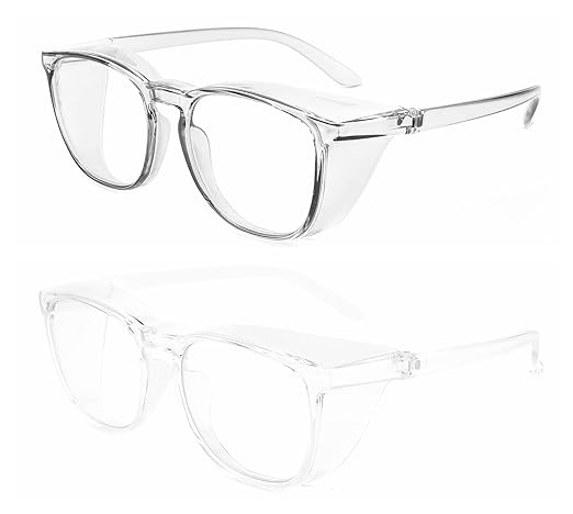 Alsenor Safety Glasses Anti Fog Goggles Protective Eyewear Blue Light Blocking Anti Dust UV Protection Glasses For Men Women (2 Pack(grey+transparent))