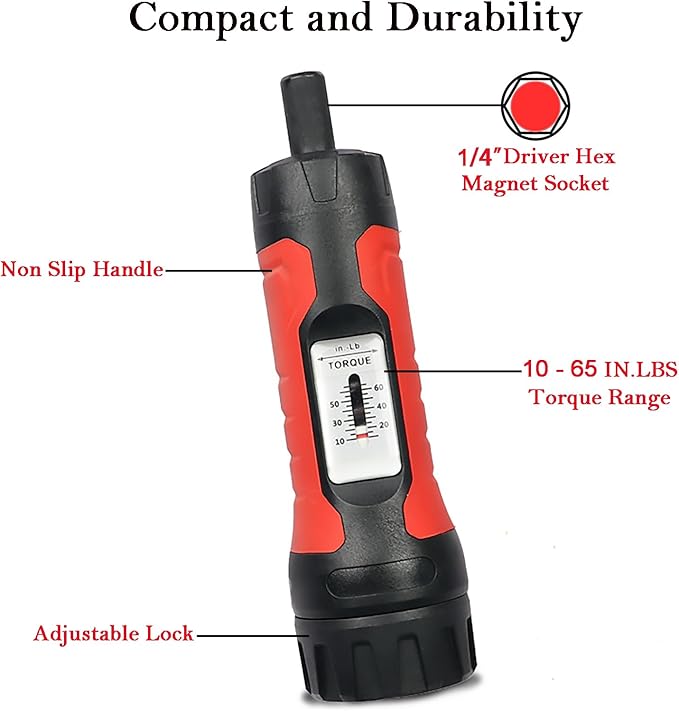 Torque Screwdriver, 10-65 Inch Pounds Torque Screwdriver Set for Maintenance, Tools, Bike Repair and Scope Mounting