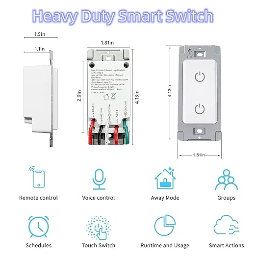 Nexete Smart Dual Light Switch, 2 in 1 Single Pole Double, Remote Voice Control Smart Life App Compatible With Alexa Google Assistant, 2.4GHz Wi-Fi Neutral Wire Required, White (2-Pack)