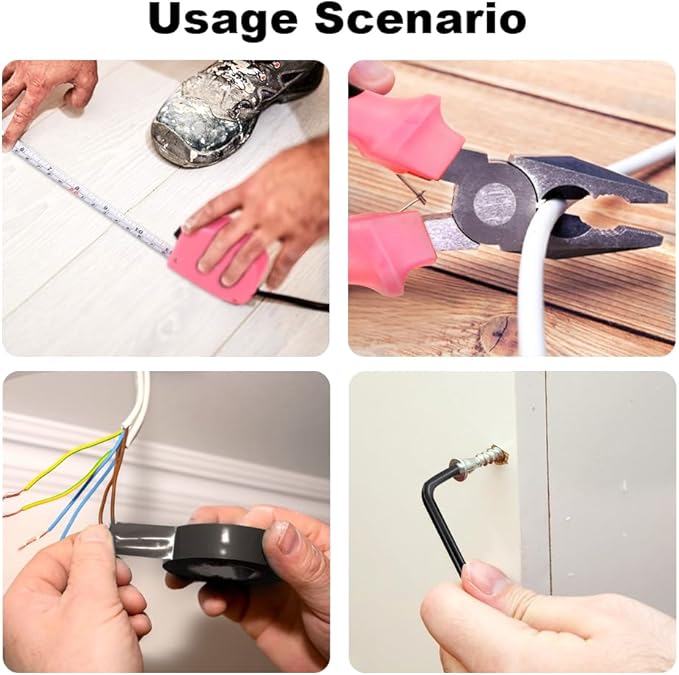 13 Piece Pink Tool Set, Mini Tool Box for Women. Home Tool Kit with Plastic Storage Toolbox for All Purpose Office, Garage, Apartment and College Dorm