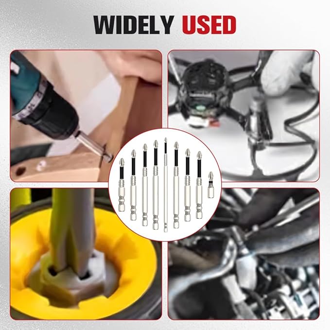 High Magnetic Screwdriver Drill Bit Set, 2025 New Strong Magnetic Durability Screwdriver Drill Bit Set, Universal Anti-Slip Magnetic Electric Screwdriver Set, 25 50 65 70 75 90 100 120 150mm (6 Pcs)