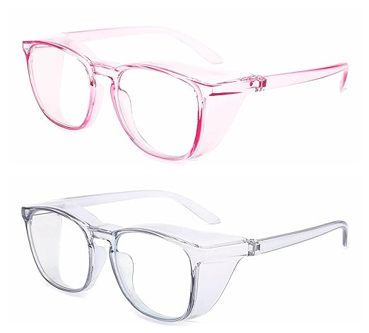 Alsenor Safety Glasses Anti Fog Goggles Protective Eyewear Blue Light Blocking Anti Dust UV Protection Glasses For Men Women (2 Pack(purple+Blue))