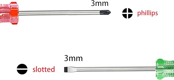 Buspoll small screwdriver tool flat head and Phillips screw driver- #2 Phillips, Slotted 1/4” used to repair toys; musical instruments, microphones loose screws