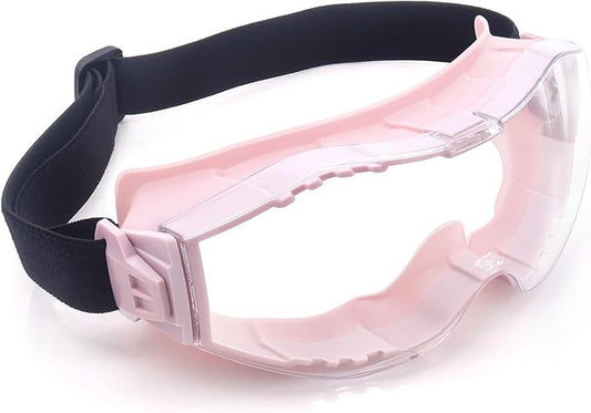 UKNOW Safety Goggles Over Glasses, Anti-Fog Clear Lens, ANSI Z87.1 Protective Eyewear Adjustable Strap, Ideal for Lab Use