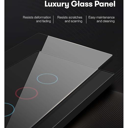2.4GHz WiFi Smart Wall Touch Light Switch (Glass Panel, Alexa Multi-Control Compatible, Compatible with Multiple Platforms) (Wall Switch 3 Gang)