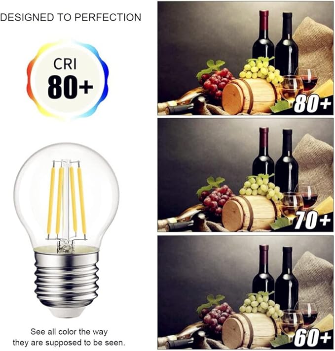 LED Edison Light Bulbs, Non-Dimmable 4W G45 2700 Kelvin E26 LED Bulb, 40W Incandescent Equivalent Warm White Light Bulb for Tiffany Large Table Lamp, Home Pendant Light, Ceiling Fans (6 Packs)