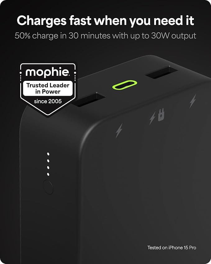 mophie Powerstation XL Power Bank 2023-20,000 mAh Large Internal Battery, (2) USB-A Ports and (1) 20W USB-C PD Fast Charging Input/Output Port, Travel-Friendly