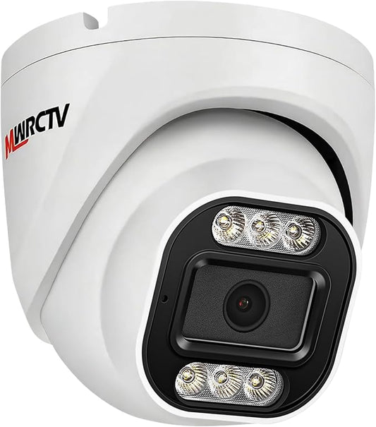 4K Security Audio Dome Camera 8MP (2160P) Smart Dual Light PoE Turret AI Human Detection 2.8mm 106° Wide Angle Lens Color Night Vision Built-in Mic IP67 Waterproof Compatible with NVR