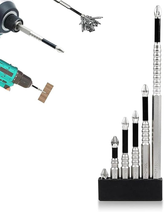 Magnetic Screwdriver Bit Set, high-magnetic screwdriver drill bit set,25 50 65 70 90 150MM Magnetic Screwdriver Bits (6)