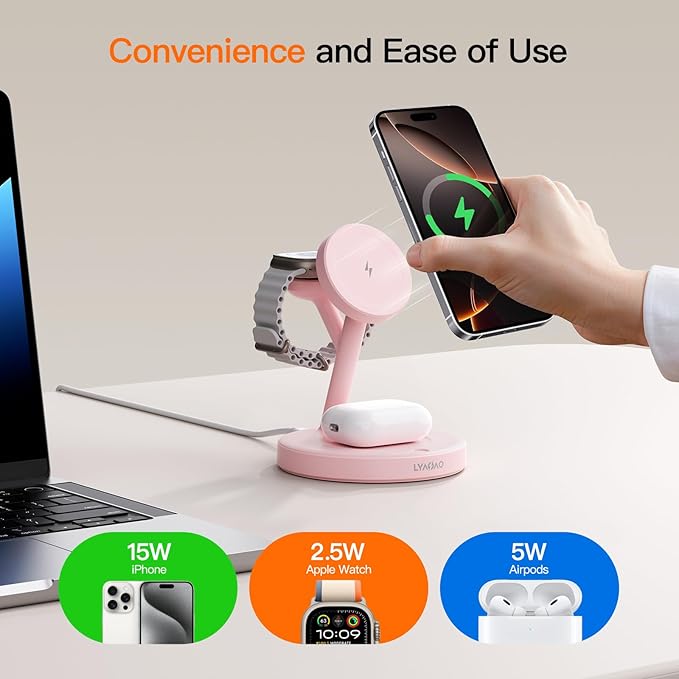 2025 3 in 1 Charging Station for Apple iPhone AirPods Watch with Mag-Safe Charger Wireless Charger Stand for iPhone 1716 15 14 13 12 Series AirPods iWatch Series - Gifts for Wife & Husband