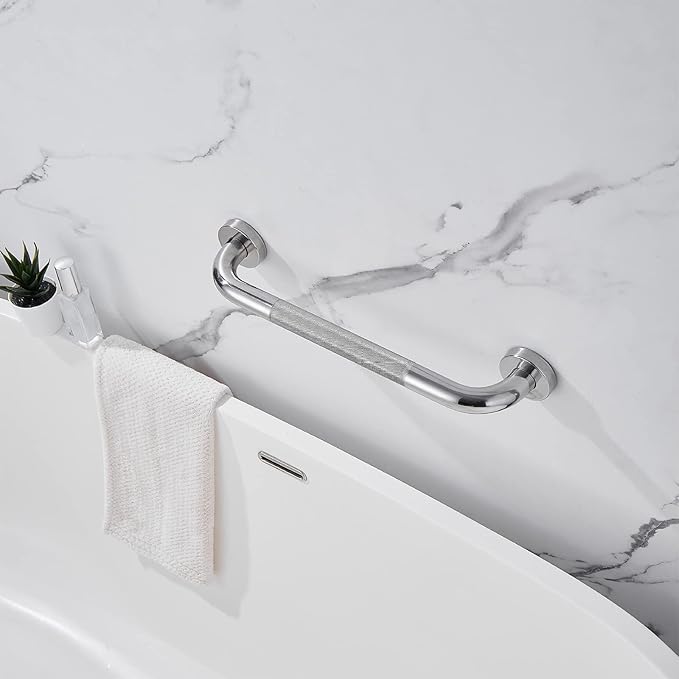 Shower Grab Bar, 2 Pack 12 Inch Bathroom Grab Bar, 304 Stainless Steel 1.25" Diameter Anti-Slip Handicap Grab Bar Support Shower Rail Senior Handrail Shower Safety Bar Handle