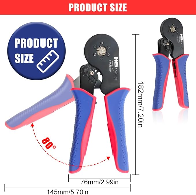 HKS Ferrule Crimping Tool Kit - Hexagonal Ferrule Crimper Plier (AWG 23-7) with 1900pcs Wire End-Sleeves Terminals Kit