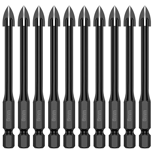 10Pcs Tile Drill Bit 6mm Alloy Drill Bits Full-Grinding Glass Marble Set Electric Screwdriver Bits Metal Hole Saw Drilling Tool for Tile Glass Mirror(10pcs)
